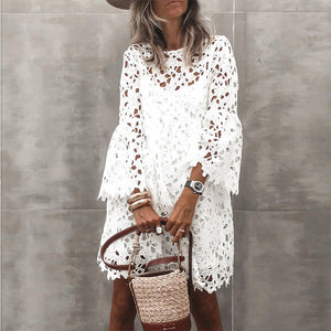 Elegant Lace Round Neck Mini Dress