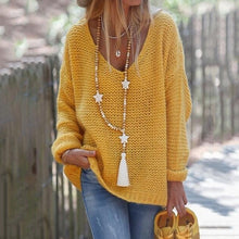 Load image into Gallery viewer, V-neck Long Sleeve Knitted Sweater
