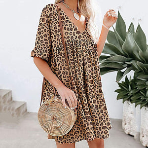 Casual round neck short sleeve dress