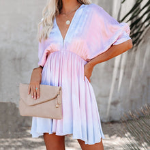 Load image into Gallery viewer, Elegant V-Neck Tie Dye Mini Dress
