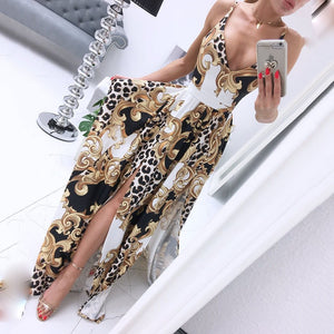 Elegant V-Neck Floral Printed Maxi Dress