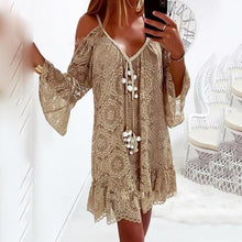 Load image into Gallery viewer, Elegant Lace Flared Sleeves Casual Mini Dress
