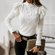 Load image into Gallery viewer, Round Neck Lace Embellished Tops
