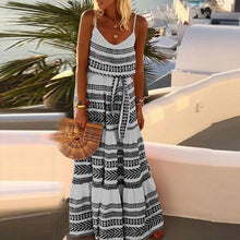Load image into Gallery viewer, Bohemian Style V-Neck Print Suspender Dress

