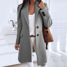 Load image into Gallery viewer, Solid Color Lapel Straight-Fit Woolen Coat
