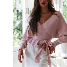 Load image into Gallery viewer, V-neck Lace Open Back Sweater
