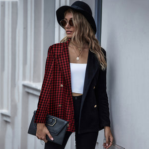 Checked Two-tone Blazer Cardigan