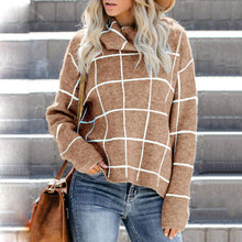 Load image into Gallery viewer, Turtleneck Pullover Plaid Sweater
