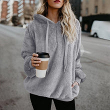 Load image into Gallery viewer, Solid Color Hooded Plush Sweatshirt
