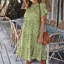 Load image into Gallery viewer, Lotus Leaf Sleeve Polka Dot Dress
