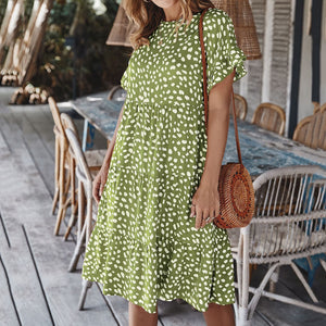 Lotus Leaf Sleeve Polka Dot Dress