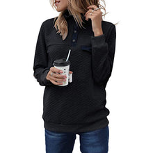 Load image into Gallery viewer, High Collar Button Long Sleeve Sweatshirt
