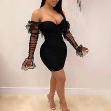 Load image into Gallery viewer, Sexy Mesh Sleeve Party Mini Dress
