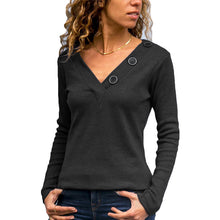 Load image into Gallery viewer, Solid Color V Neck Long-Sleeved T-shirt
