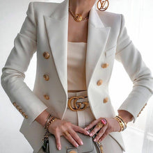Load image into Gallery viewer, Solid Double-Breasted Slim-Fit Blazer Coat
