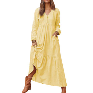 Retro Casual Long-Sleeved Dress