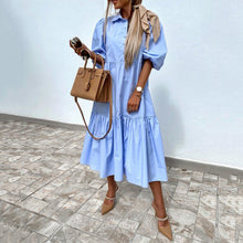 Load image into Gallery viewer, Simple Long Sleeve Lapel Shirt Dress
