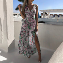 Load image into Gallery viewer, Chiffon Crint Slit Floral Printed Maxi Dress
