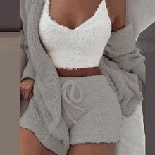 Load image into Gallery viewer, Plush Coat+Vest+Shorts Loungewear Set
