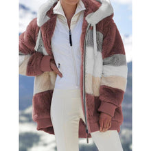 Load image into Gallery viewer, Plush Multicolor Stitching Hooded Coat
