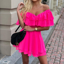 Load image into Gallery viewer, V Neck Off-The-Shoulder Mini Dress
