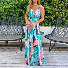 Load image into Gallery viewer, Bohemian Floral Print Suspender Maxi Dress
