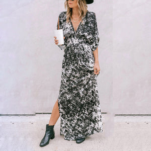 Sexy Side Slit V-Neck Maxi Dress