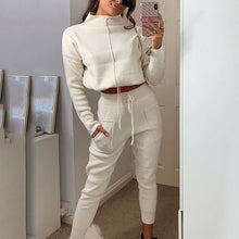 Load image into Gallery viewer, Turtleneck Casual Hoodies Sweatshirt+Pants Set
