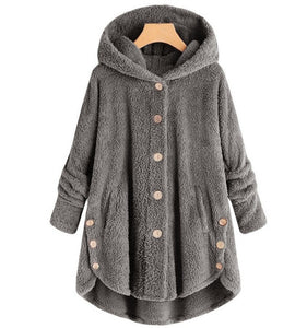 Buttoned Plush Top Coat