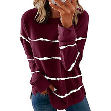 Load image into Gallery viewer, Striped Round Neck Loose Long Sleeve T-shirt

