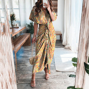 Elegant Fashion Printed V-Neck Maxi Dress
