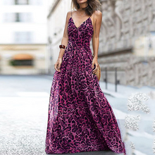 Load image into Gallery viewer, Leopard Print V-Neck Sling Maxi Dress

