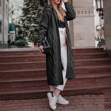 Load image into Gallery viewer, Casual Solid Color Hooded Knit Long Cardigan

