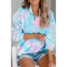 Load image into Gallery viewer, Tie-dye Zipper V-neck Pullover Sweatshirt
