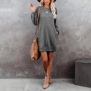 Solid Color Soft Long Sleeve Dress