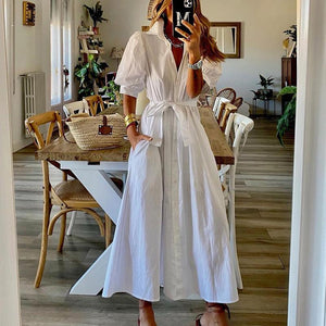Fashion Shirt Maxi Dress