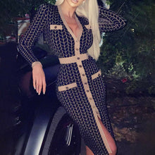 Load image into Gallery viewer, Retro V-Neck Button Bodycon Dress
