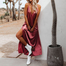 Load image into Gallery viewer, Solid color Sling Vacation Maxi Dress
