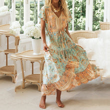 Load image into Gallery viewer, Bohemian Floarl Printed V-Neck Vacation Dress
