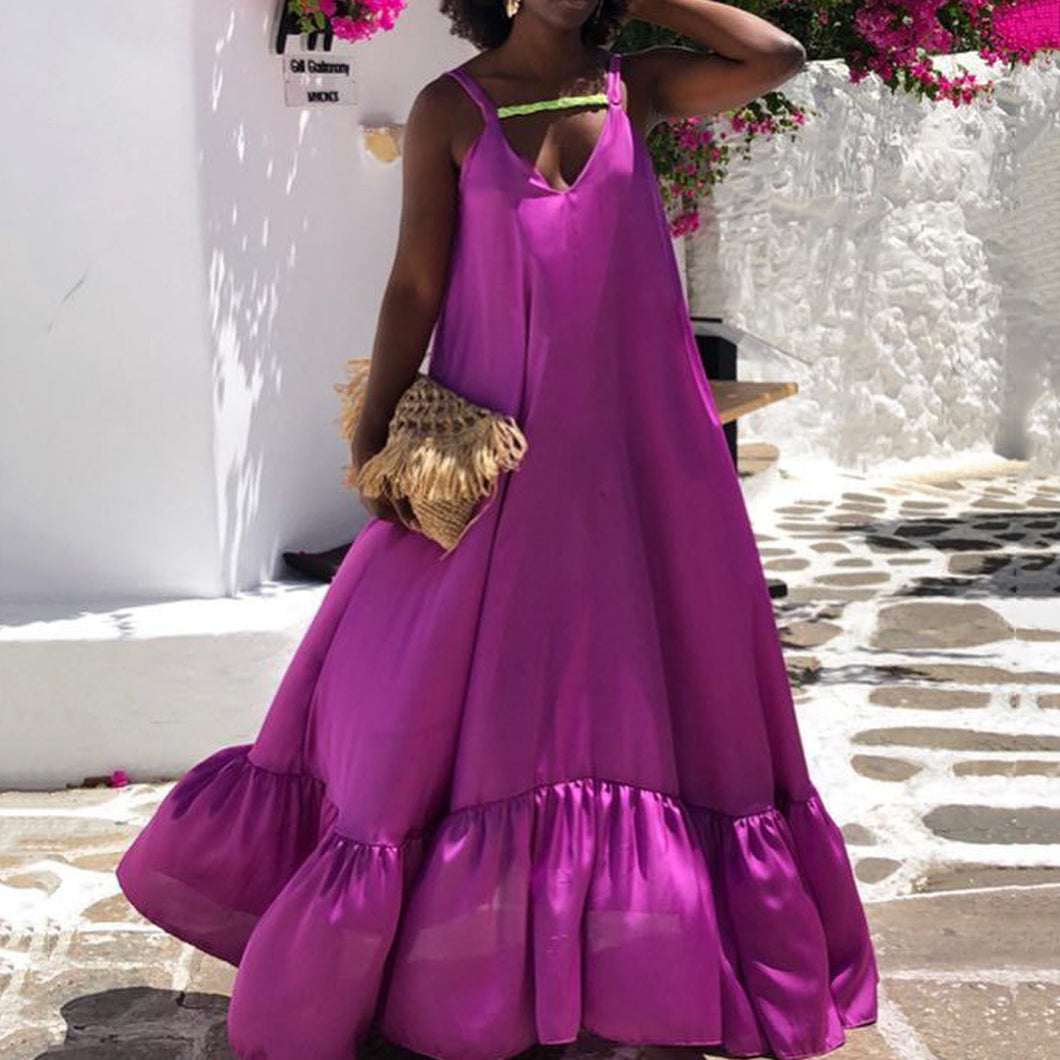 Sleeveless Suspenders Big Swing Dress