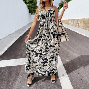 Sleeveless Sling Printed Bohemian Maxi Dress