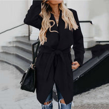 Load image into Gallery viewer, New Lapel Solid Color Long Windbreaker Casual Outerwear
