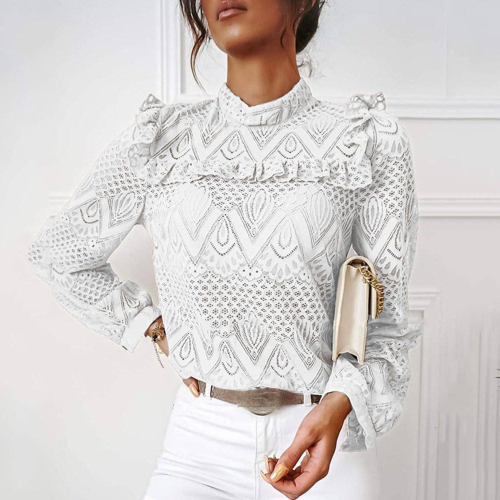 Elegant Lace Pleated Stitching Top