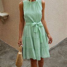 Load image into Gallery viewer, Solid Color Sleeveless Lace-Up Dress
