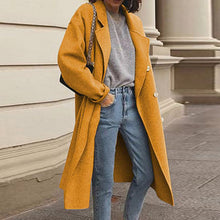 Load image into Gallery viewer, Solid Color Double-Breasted Woolen Coat
