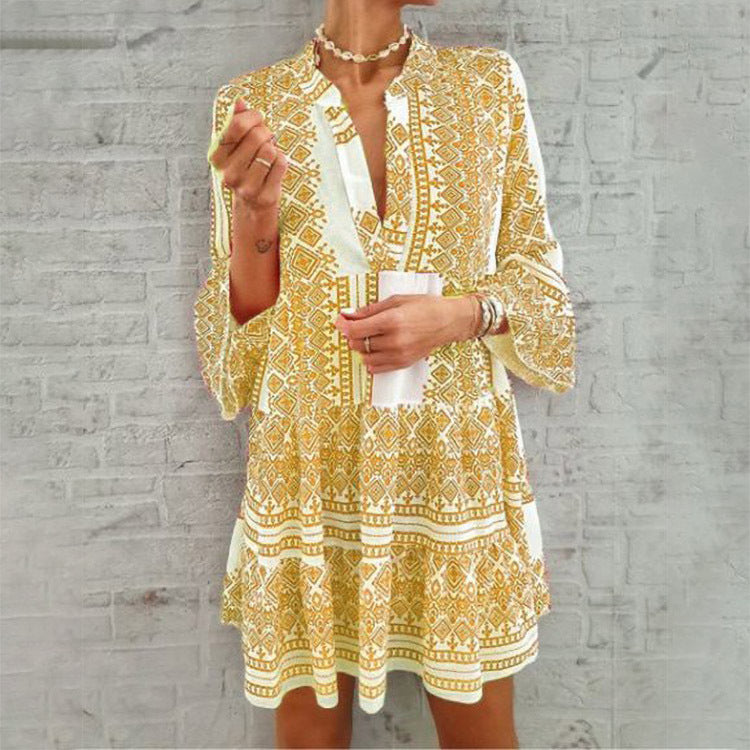V-Neck Print Dress