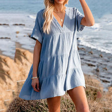Load image into Gallery viewer, Casual Solid Color V-Neck Mini Dress
