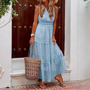 Elegant V-Neck Chiffon Maxi Dress