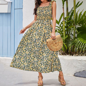 Floarl Printed Sleeveless Suspender Dress