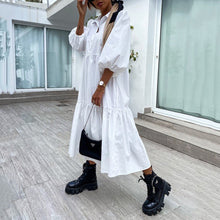 Load image into Gallery viewer, Simple Long Sleeve Lapel Shirt Dress

